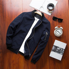 Autumn Bomber Jacket Men Casual Slim Fit Pilot Coat