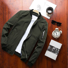 Autumn Bomber Jacket Men Casual Slim Fit Pilot Coat
