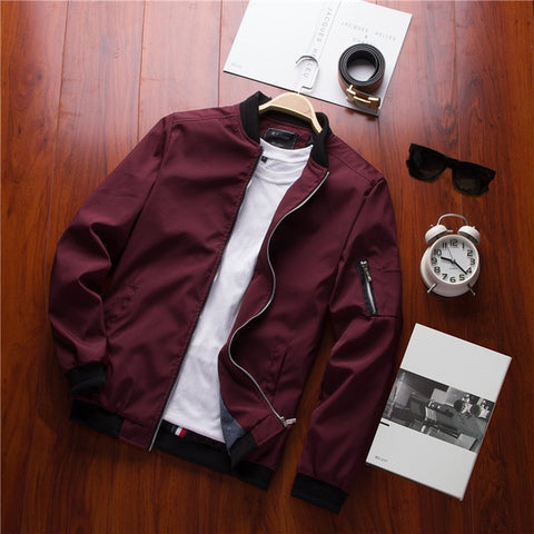 Autumn Bomber Jacket Men Casual Slim Fit Pilot Coat