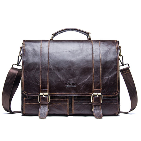 CONTACT'S men's briefcase genuine leather business handbag laptop casual large shoulder bag vintage messenger bags luxury bolsas