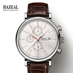 HAZEL Switzerland Luxury Men's Quartz Watch Business Male Wristwatch Waterproof Leather reloj hombre Sapphire saat erkek Fashion