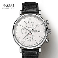HAZEL Switzerland Luxury Men's Quartz Watch Business Male Wristwatch Waterproof Leather reloj hombre Sapphire saat erkek Fashion