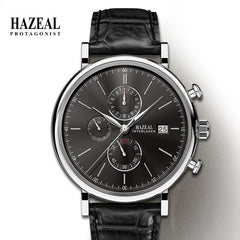 HAZEL Switzerland Luxury Men's Quartz Watch Business Male Wristwatch Waterproof Leather reloj hombre Sapphire saat erkek Fashion