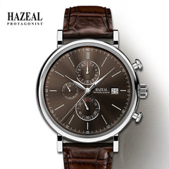 HAZEL Switzerland Luxury Men's Quartz Watch Business Male Wristwatch Waterproof Leather reloj hombre Sapphire saat erkek Fashion