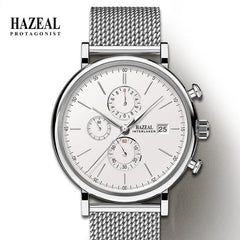 HAZEL Switzerland Luxury Men's Quartz Watch Business Male Wristwatch Waterproof Leather reloj hombre Sapphire saat erkek Fashion