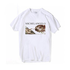 Women T Shirts Michelangelo Print Tshirt Streetwear Tops Female T-shirts Oversized Short Sleeve Tee Shirt Harajuku Woman T-shirt