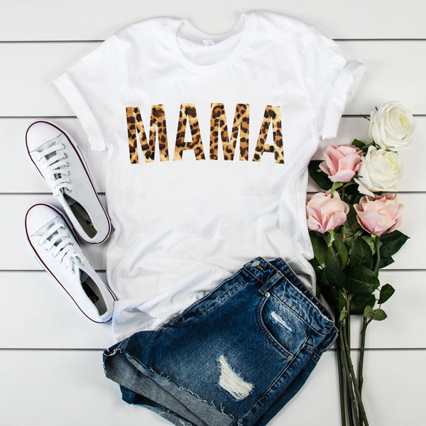 Women's T-shirts Mama Mom Leopard Letter Print Harajuku T Shirt Mother Clothing T-shirt for Women Tees Tops 2020 Female T-Shirt