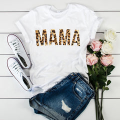 Women's T-shirts Mama Mom Leopard Letter Print Harajuku T Shirt Mother Clothing T-shirt for Women Tees Tops 2020 Female T-Shirt