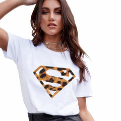 Harajuku Women's T-shirt 2020 Summer Heart Shaped Leopard Print Tshirt Womens Streetwear Tops Female T-shirt Fashion Clothing