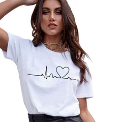 Harajuku Women's T-shirt 2020 Summer Heart Shaped Leopard Print Tshirt Womens Streetwear Tops Female T-shirt Fashion Clothing