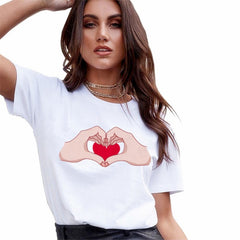 Harajuku Women's T-shirt 2020 Summer Heart Shaped Leopard Print Tshirt Womens Streetwear Tops Female T-shirt Fashion Clothing