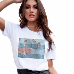 Harajuku Women's T-shirt 2020 Summer Heart Shaped Leopard Print Tshirt Womens Streetwear Tops Female T-shirt Fashion Clothing