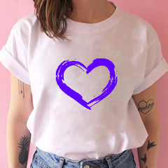 Women T-shirts with Hearts Casual Harajuku Print T-shirts Summer Women Short Sleeve Female T-shirts Vogue Women T-shirts Clothes