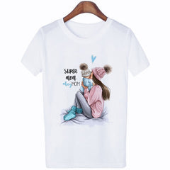 2020 New Women T-shirt Super Mom Love Print Top Female T Shirts Harajuku Kawaii Casual Comfortable Tee Ladies Tops Short Clothes