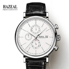 HAZEL Switzerland Luxury Men's Quartz Watch Business Male Wristwatch Waterproof Leather reloj hombre Sapphire saat erkek Fashion