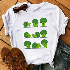 women's T-shirts Kawaii Cartoon Avocado Short Sleeve harajuku T-shirt Women Casual Avocado 90s Graphic Tops female T-shirt Tops