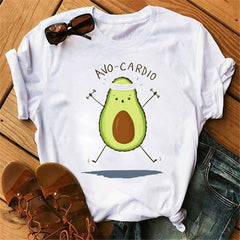 women's T-shirts Kawaii Cartoon Avocado Short Sleeve harajuku T-shirt Women Casual Avocado 90s Graphic Tops female T-shirt Tops