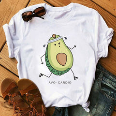 women's T-shirts Kawaii Cartoon Avocado Short Sleeve harajuku T-shirt Women Casual Avocado 90s Graphic Tops female T-shirt Tops