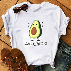 women's T-shirts Kawaii Cartoon Avocado Short Sleeve harajuku T-shirt Women Casual Avocado 90s Graphic Tops female T-shirt Tops