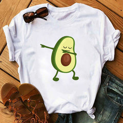 women's T-shirts Kawaii Cartoon Avocado Short Sleeve harajuku T-shirt Women Casual Avocado 90s Graphic Tops female T-shirt Tops