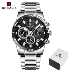 REWARD Luxury Golden Men's Quartz Watch Fashion Men Stainless Steel Sport Date Watches Waterproof Wristwatch Relogio Masculino
